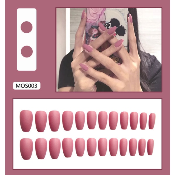 False Nails Fake Art DIY Finger Cover Avtagbar Solid Color Frosted Personality 24 delar MOS001