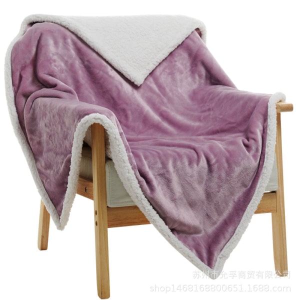 Mjuk komfortfilt Dubbellager Tjockt lammskinn Nap Cover Coral Flanell Taro purple 200×150cm