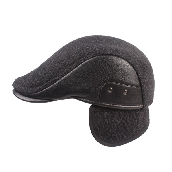 Kvinnor män Basker Hat Advance Hats Äldre Peaked Cap Vinter Hat Medelålders Äldre Basker Large leather block black 56cm