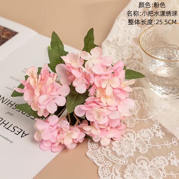 Konstgjord falsk blomma 3st handtag Shui Yang hortensiaväxter Heminredning Bröllopsbukett Pink