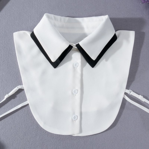 Elegant Dam falsk krage Skjortkrage Svart Vit Bluskrage All-Match Sweater Sweater White round neck cotton