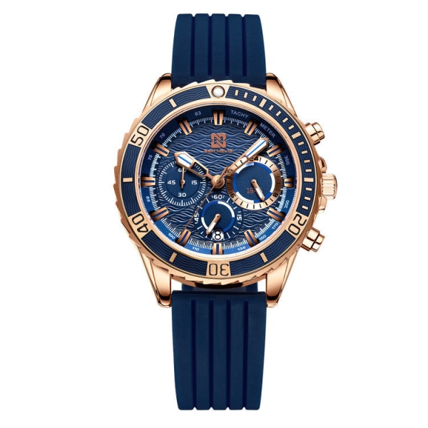 Klassiska män klockor Casual Quartz watch Three-Eye Water Mönster Watch Gift Rose blue