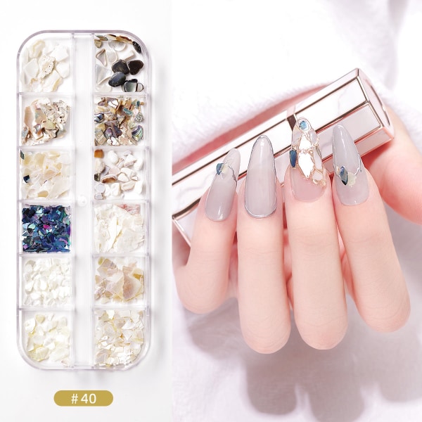 Nail Art Rhinestone Bottoming Borr Hollow Nit Nail Rhinestone Sticking Paljetter Färgglada Kristaller 13-fresh Japanese style