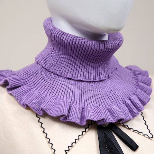 Elegant fuskkrage för kvinnor Avtagbar halv Halsduk Halsduk Hals Thermal Head Cover Hals Western Style Wool All-Match Light purple