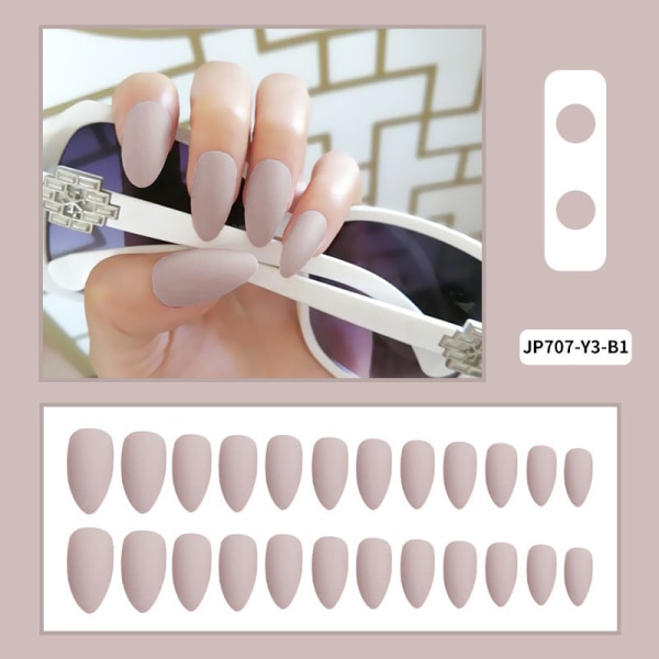 False Nails Fake Art DIY Finger Cover Långspetsad flerfärgad frostad färdig produkt JP707-Y19-B1