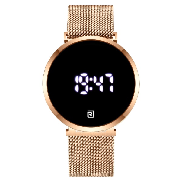 Klassiska män klockor Led watch pekskärm digital display elektronisk watch present Rose shell black