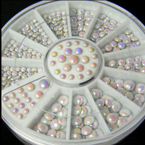 Nail Art Rhinestone White Diamond Disc Ornament 12-Grid skivspelare Colored Pearl 41 Rhinestone turntable