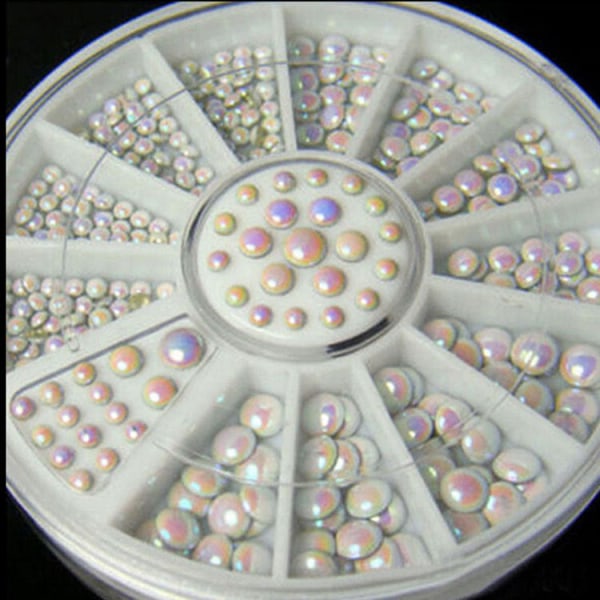 Nail Art Rhinestone White Diamond Disc Ornament 12-Grid skivspelare Colorful crystals disc 47 Rhinestone turntable
