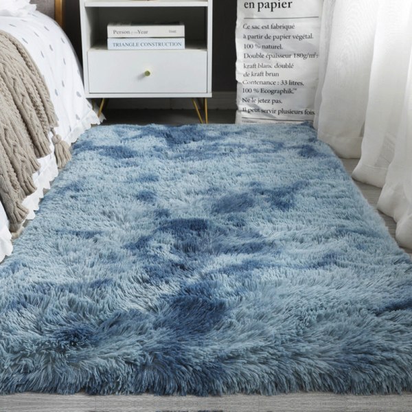 Mjuk komfortfilt Sovrum Sängbord Enkel Modern Plysch Hem Vardagsrum Tjej Söt Golvmatta Sapphire Blue 80X120cm