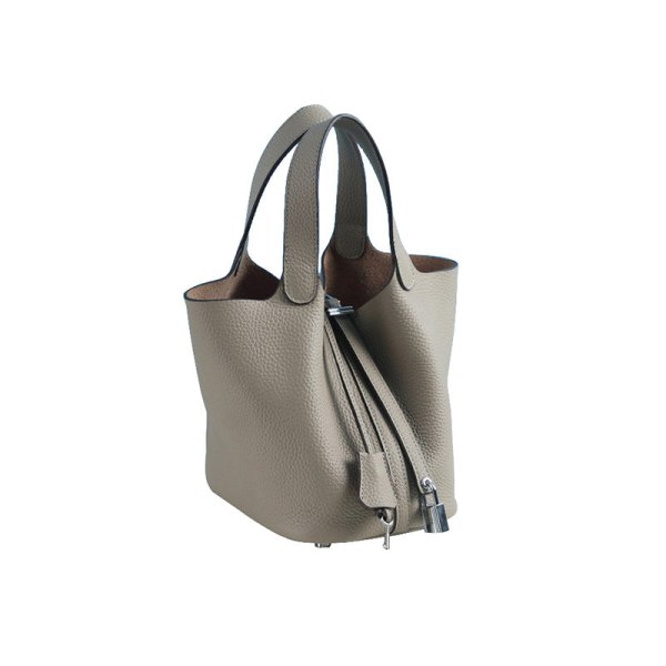 Dam Handväska Läder Handväska First Layer Cowhide Bucket Bag väska Small Size/18cm elephant gray