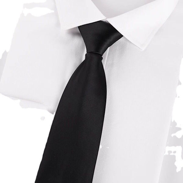 Elegant kvinnlig falsk krage herr Lazy svart slipsskjorta herr högtidskläder 8 dragkedja One zipper tie