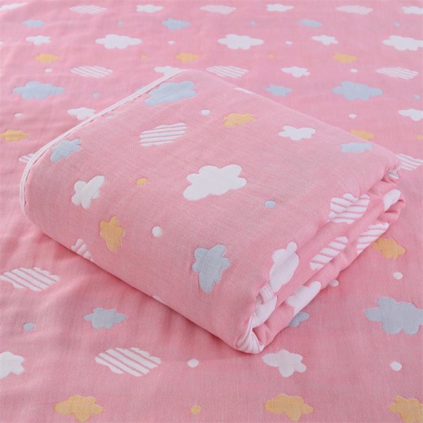 Mjuk komfortfilt Babys badhandduk ren bomull sexlagers barntäcken cover Gaze badhanddukstäcke Pink calf 110×110cm