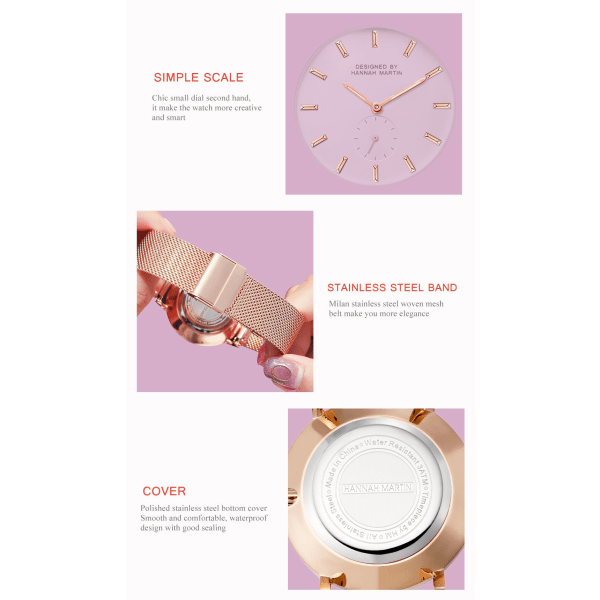 Klassisk mesh Quartz Watch Watch Gold strap white dial