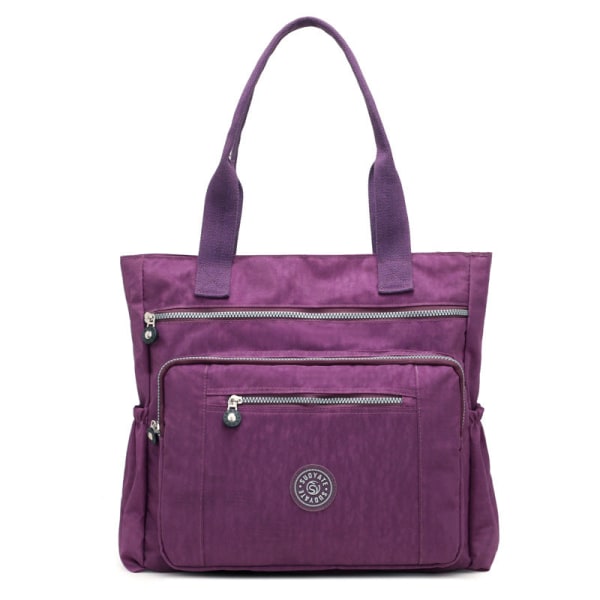Dam Handväska Vattentät Nylon Mångsidig Casual Väska med stor kapacitet Purple