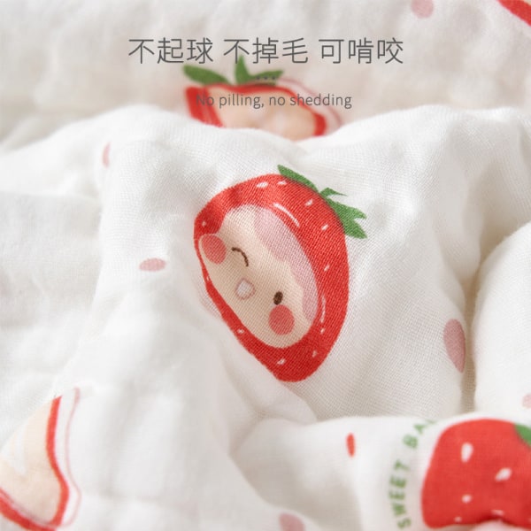 Mjuk komfortfilt född Baby Gauze Badhandduk född Baby Barn Dusch Badlakan Sexlagers bomullstäcke 草莓 110*110cm