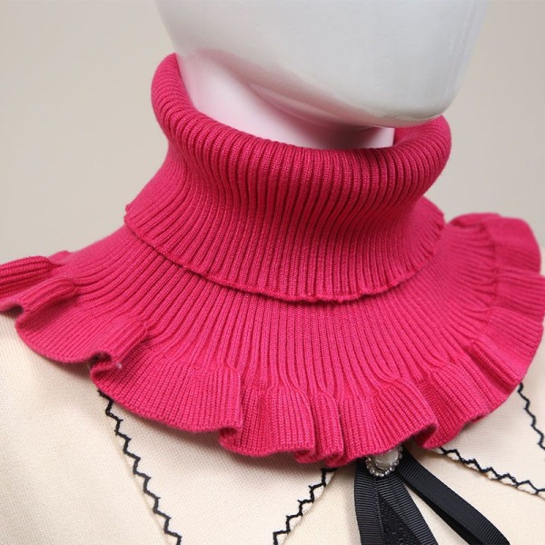 Elegant fuskkrage för kvinnor Avtagbar halv Halsduk Halsduk Hals Thermal Head Cover Hals Western Style Wool All-Match Rose Red