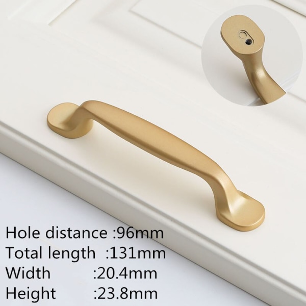 Dörrhandtag 4st Enkel Stil Sand Guld Köksskåp Matt Guld Aluminiumlegering Låddrag 9004-96mm