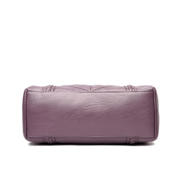Dam handväska, axelremsväska, bärbar väska i mjukt läder med stor kapacitet Purple