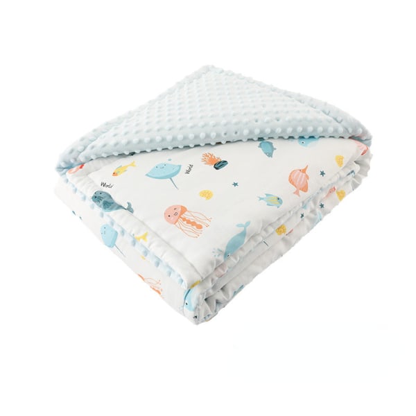 Mjuk komfort filt Baby Soothing Beanie Airable Cover Cover Quilt Summer Light Blue 75*110cm