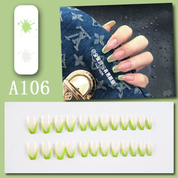 False Nails Fake Art DIY Finger Cover elegant Multi-Style White Färdig produkt Avtagbar No252 A106