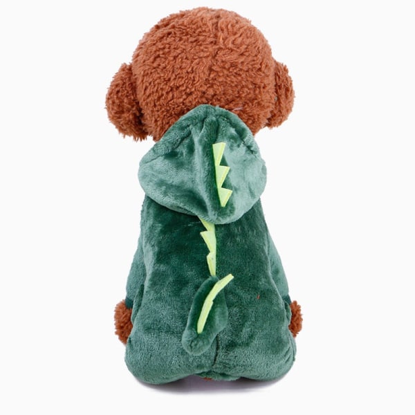 Hund Katt Kläder Grön Coral Fleece Dinosaur Husdjur Kostym Green S