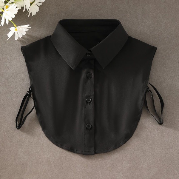 Elegant kvinnor flickor falsk krage Kostym Arbetskläder Skjorta Arbete All-Match Anti-Beating Icke-Strykning Inner Wear Sweater Black anti-wrinkle round neck