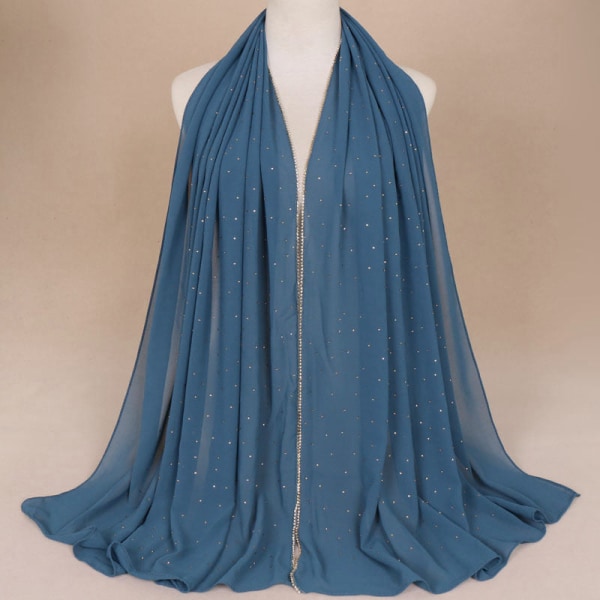 Komfort kvinnor Scarf Sjal Chiffongkedja Starry Enfärgad Navy blue 180-75cm