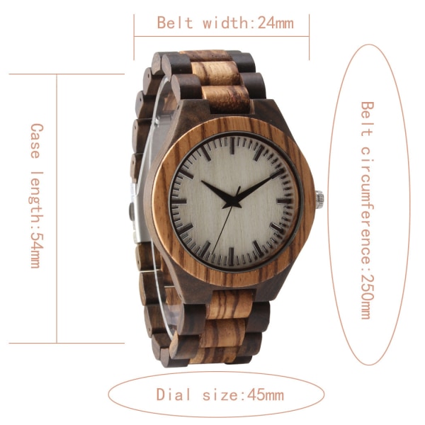 Klassiska män klockor Quartz Sports Business Retro All Wood Gift Carbonized bamboo