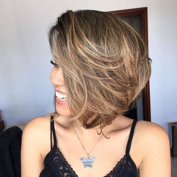 Kvinnor Peruk Mode Kort hår Lockigt hår Gradient Färg Bob Haircut W105 Curly