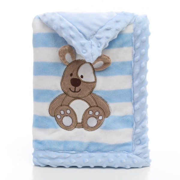 Mjuk komfortfilt Baby Double Layer Printed Flanell Lammull Dubbellager Baby Blue 75X100cm