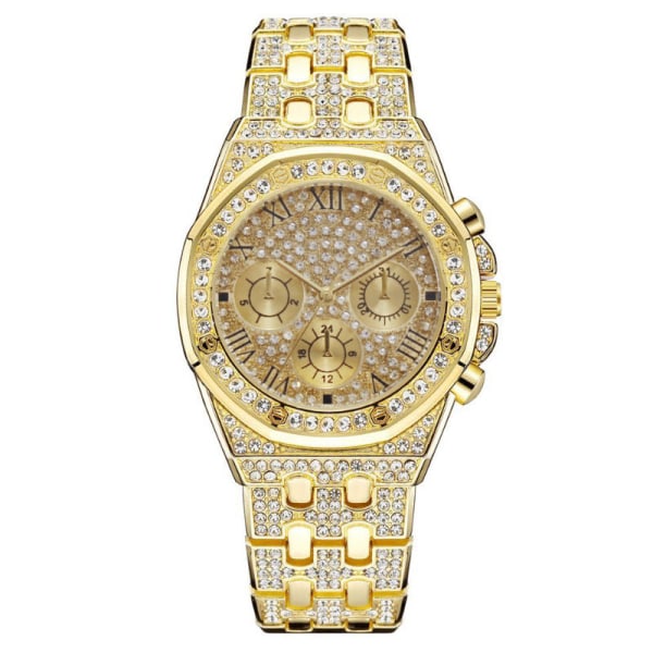 Klassiska herrklockor Starry Steel Band Diamond watch present Gold