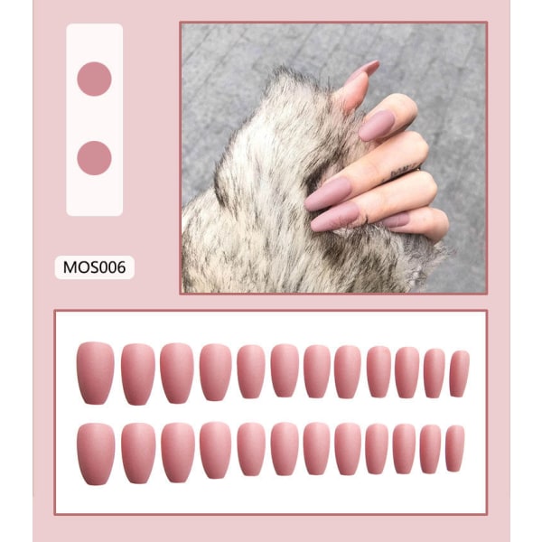 False Nails Fake Art DIY Finger Cover Avtagbar Solid Color Frosted Personality 24 delar MOS006