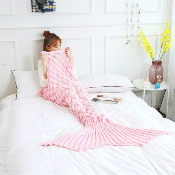 Mjuk komfortfilt Handgjord stickad Mjuk Bekväm cover Enfärgad Enkelt Andas Light pink 180*90cm