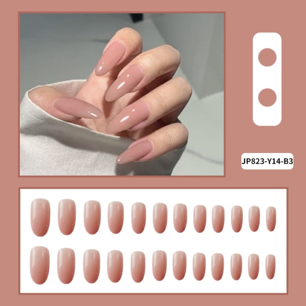 False Nails Fake Art DIY Finger Cover Färdig produkt Ultra-Tunn Oval Solid Color Pink Gray