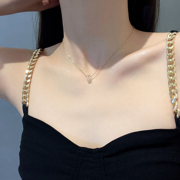 Kvinnor Halsband Kedja Choker Hänge Smycken Flickor Present Double Diamond Liten midja Geometrisk Gold