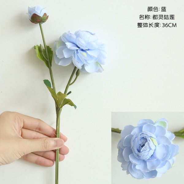 Konstgjord falsk blomma 6st tvåhövdad landlotusväxter Heminredning Bröllopsbukett Blue