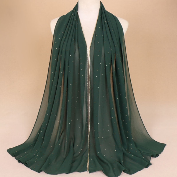 Komfort kvinnor Scarf Sjal Chiffongkedja Starry Enfärgad Green 180-75cm