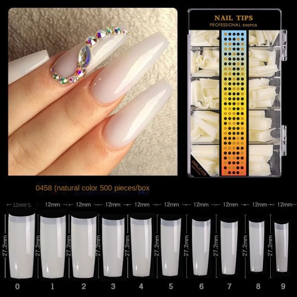 Nail Art Spårlös C Arc Icke-graverad Frostad Nail-Formed Bit Extension Patch French natural Color 500 pieces