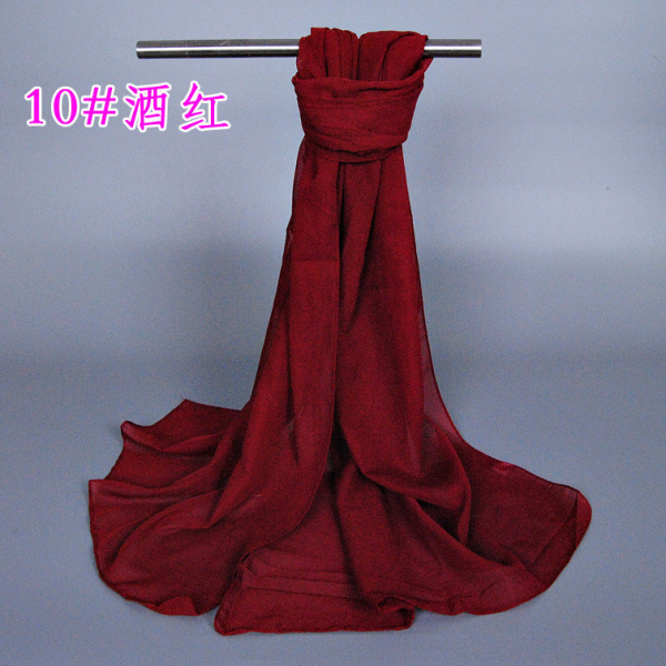 Comfort Women Scarf Shawl 2022 Höst och vinter Enfärgad Chiffong Tunn 9# wine red 150-50cm