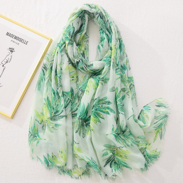 Comfort Women Scarf Shawl 2022 Vår Höst Bomull och linne Solskydd Casual Green 180*90cm