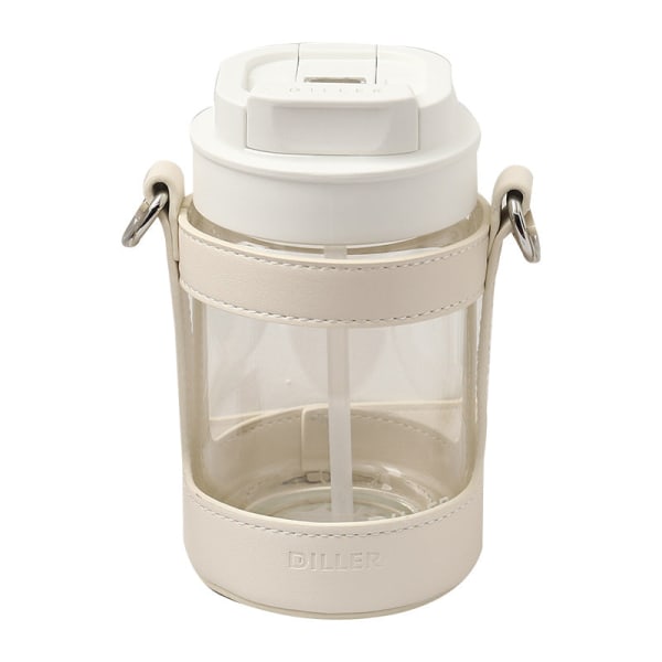 Läcksäker vattenflaska för barn Söt barnglas Snygg design Enkelt sugrör Advanced Sense White 470ML