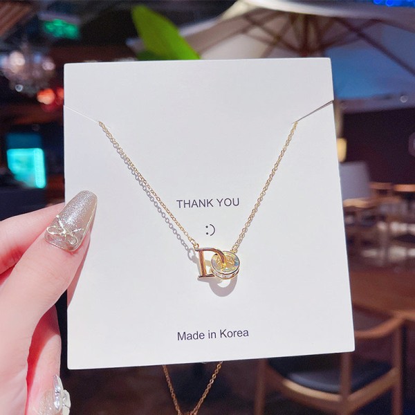 Kvinnor Halsband Kedja Choker Hänge Smycken Flickor Present Do Letter Form Non-fading Mode Gold