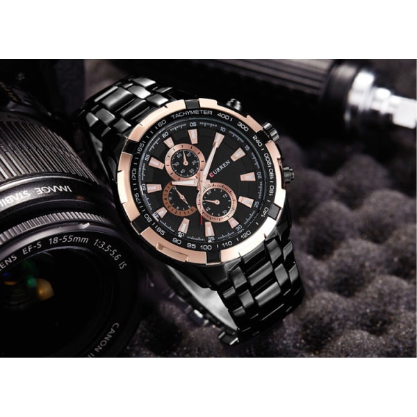 Klassisk Business Watch Quartz Waterproof Watch MZMW-8023 White dial black strap