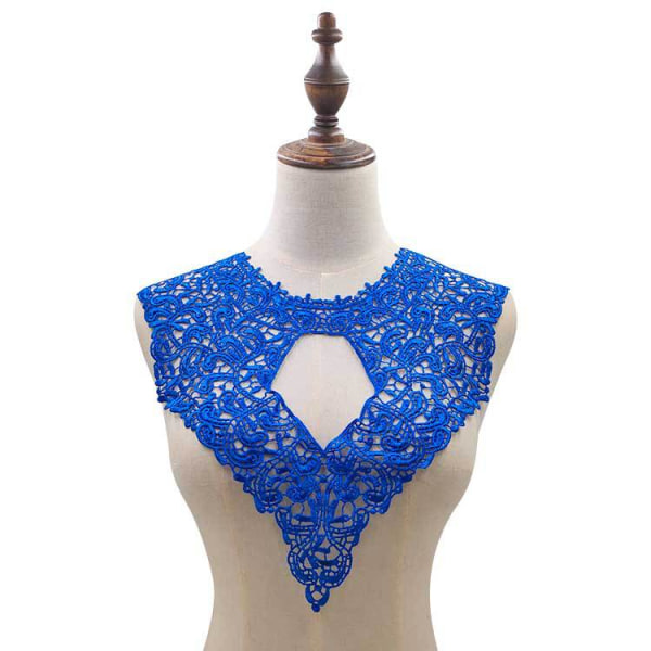 Elegant kvinnor falsk krage Avtagbar halv polyester filamentering Corsage broderad rygg Blue