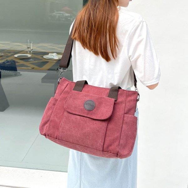 Dam handväska Casual Commuter Canvas Messenger Bag Enkel väska med stor kapacitet Gray