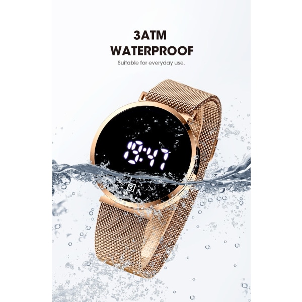 Klassiska män klockor Led watch pekskärm digital display elektronisk watch present Rose shell black