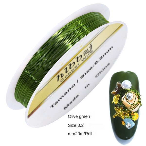 Nail Art färgbevarande handgjord koppartråd metalliskt garn färgfritt 6 färger Green
