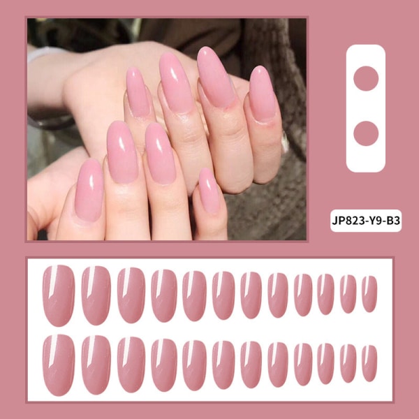 False Nails Fake Art DIY Finger Cover Färdig produkt Ultra-Tunn Oval Solid Color Light pink
