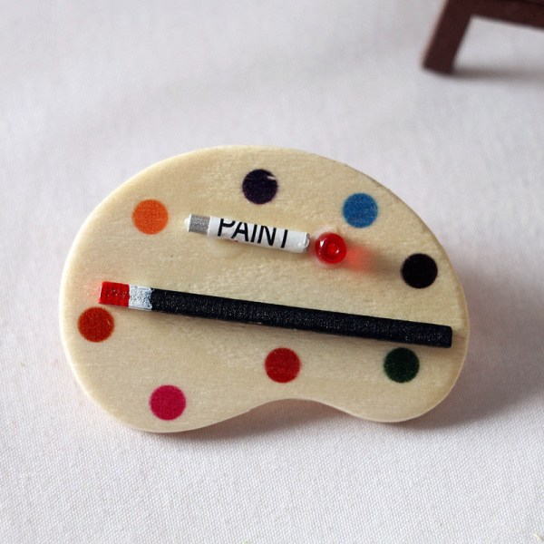 Mikrominiatyrmöbler Tiny Småskalig leksaksdockahus DIY Decora Mini 1:12 Simulering Ritbräda Palett Palette