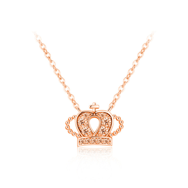 Kvinnor Halsband Kedja Choker hänge Smycken Girls Gift S925 Sterling Silver Crown Rose Gold